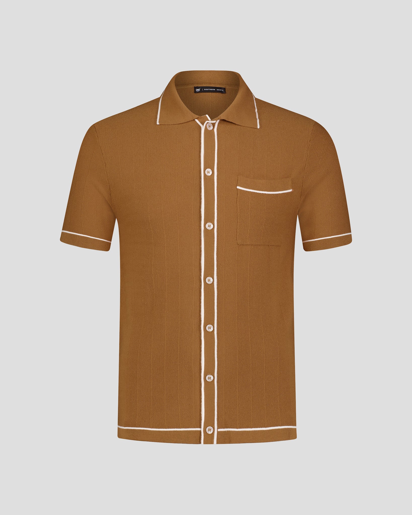 Southern Gents Knit Polo - Tipped Brown