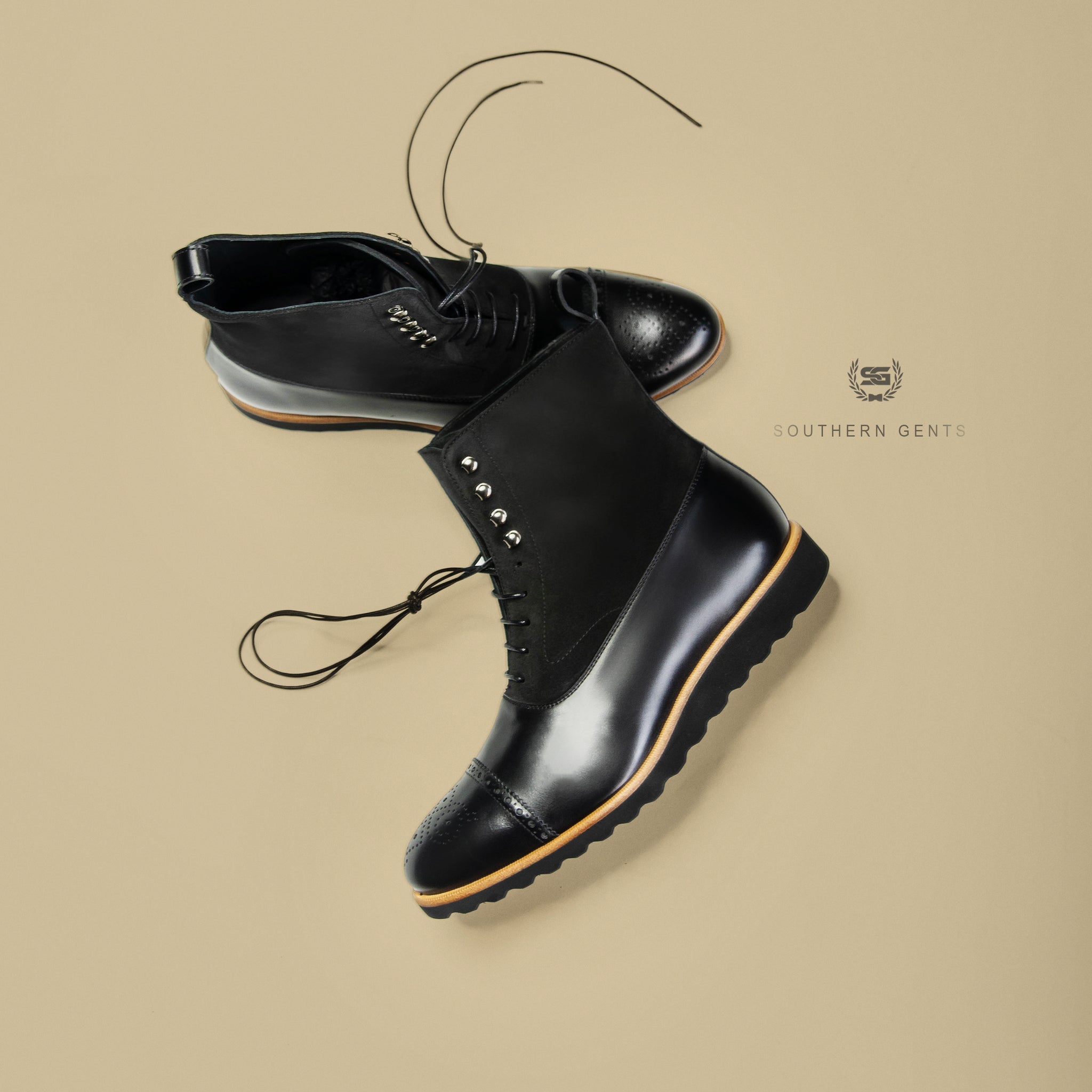 SG Logan High Top Boots V1 – Triple Black + Caramel