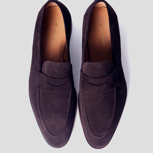 Southern Gents Penny Loafer - Dark Brown Suede