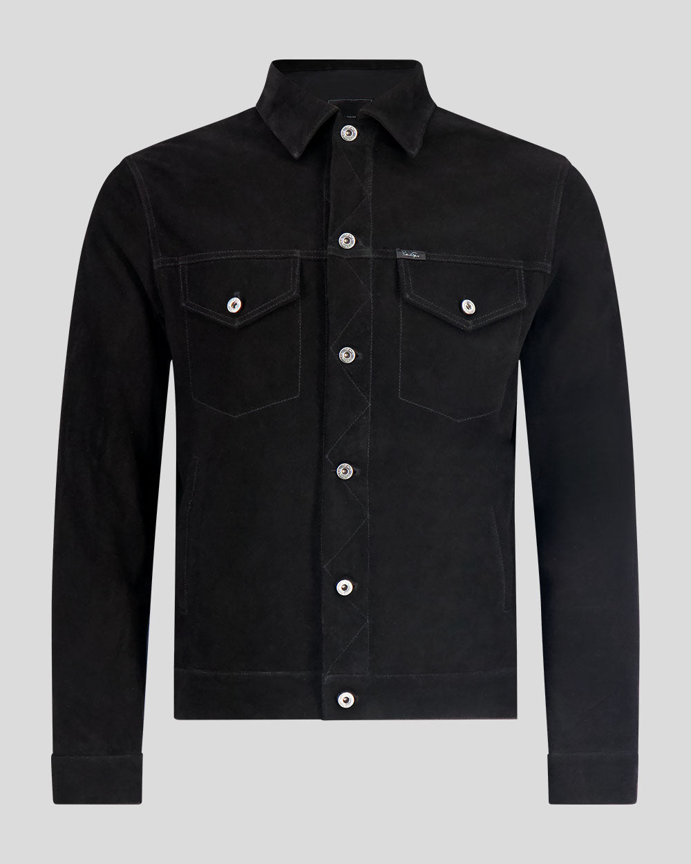 Southern Gents Genuine Suede Trucker Jacket - Black