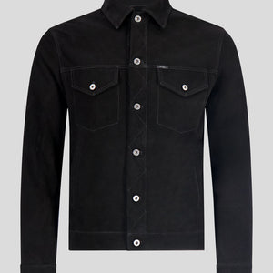 Southern Gents Genuine Suede Trucker Jacket - Black