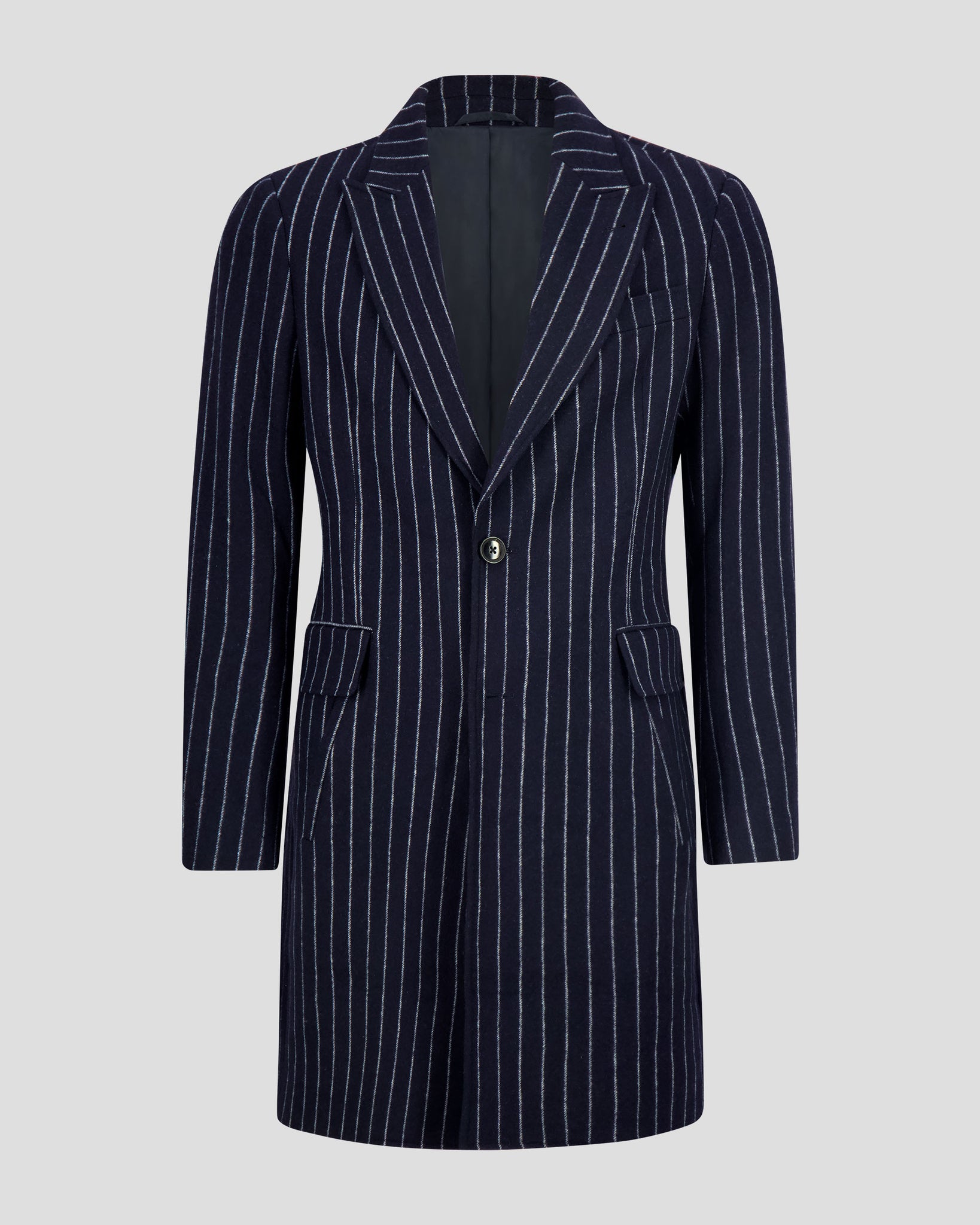 Southern Gents Single Breasted Coat - Navy Pinstripe