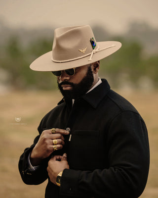 Southern Gents Wide Brim Alexander Fedora Hat - Taupe