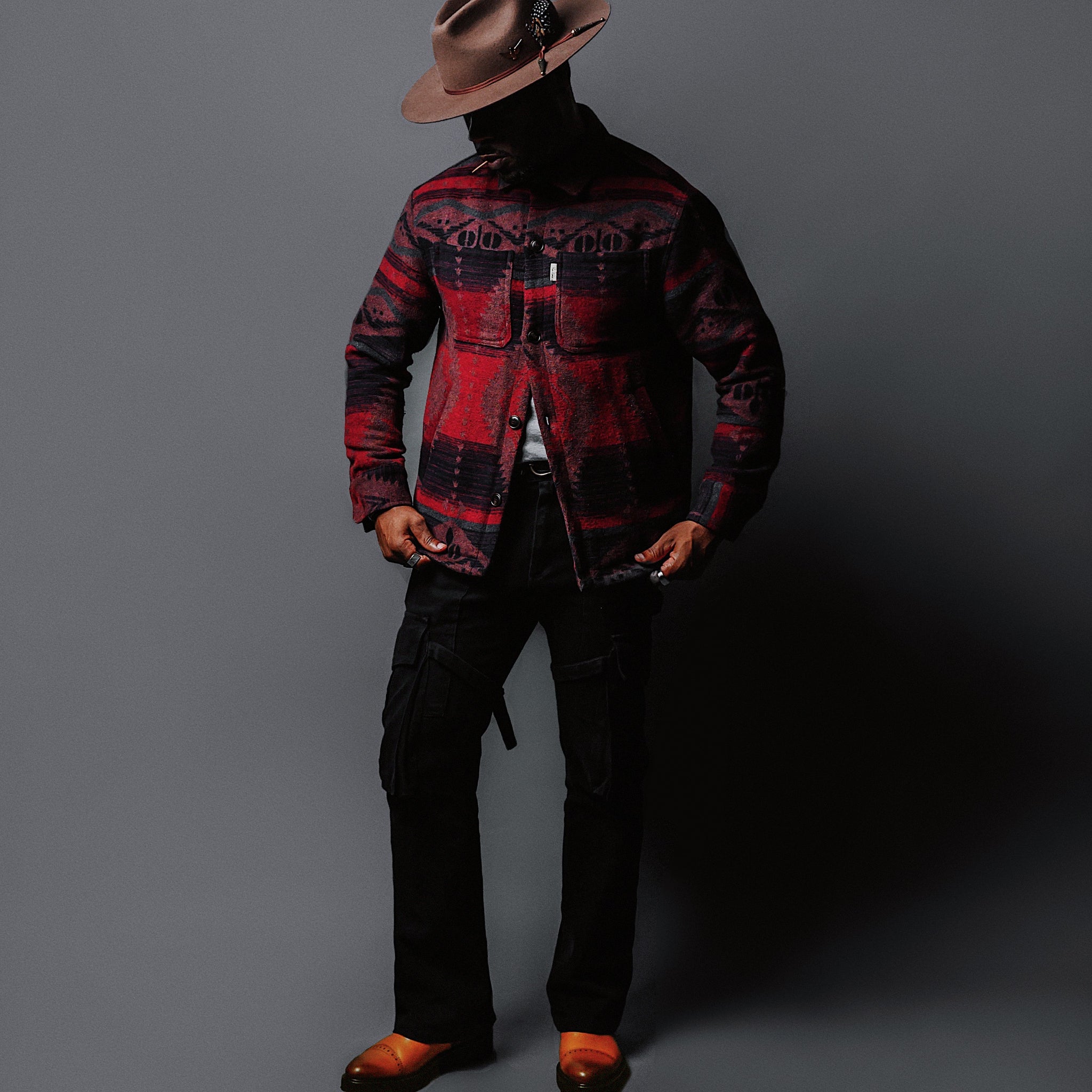 Southern Gents Quilted Overshirt Jacket - Navy + Beet