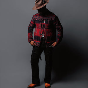 Southern Gents Quilted Overshirt Jacket - Navy + Beet
