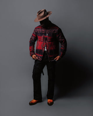 Southern Gents Quilted Overshirt Jacket - Navy + Beet