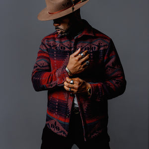 Southern Gents Quilted Overshirt Jacket - Navy + Beet