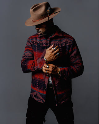 Southern Gents Quilted Overshirt Jacket - Navy + Beet