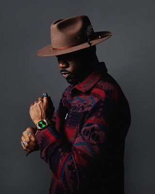 Southern Gents Quilted Overshirt Jacket - Navy + Beet