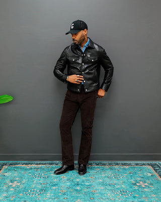 Southern Gents Signature Leather Trucker Jacket - Black