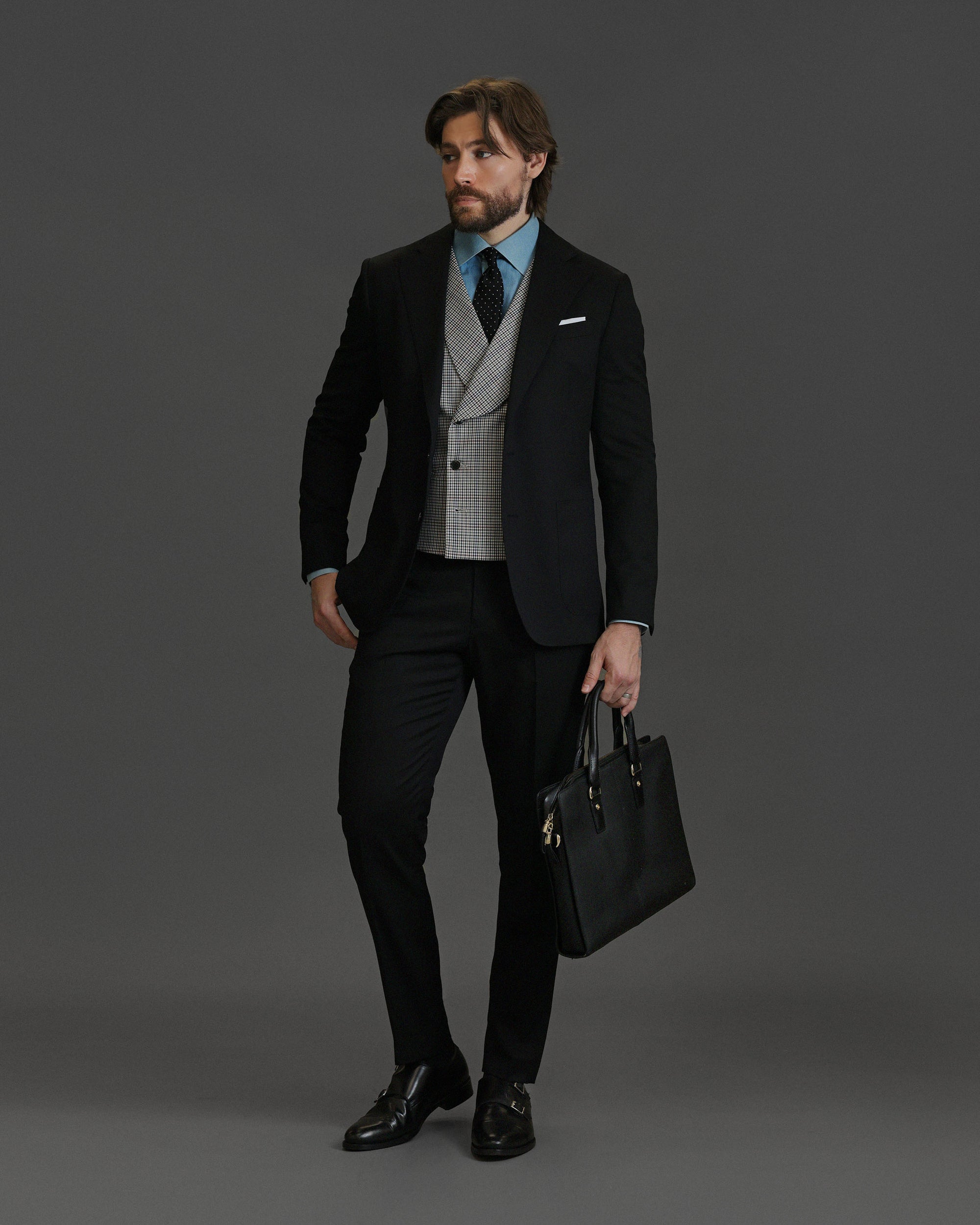 Double Breasted Vest in Neutral Southern Gents