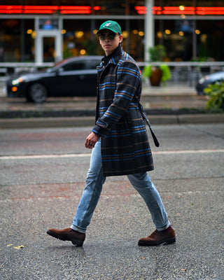 Southern Gents Car Coat – Silver + Blue Plaid