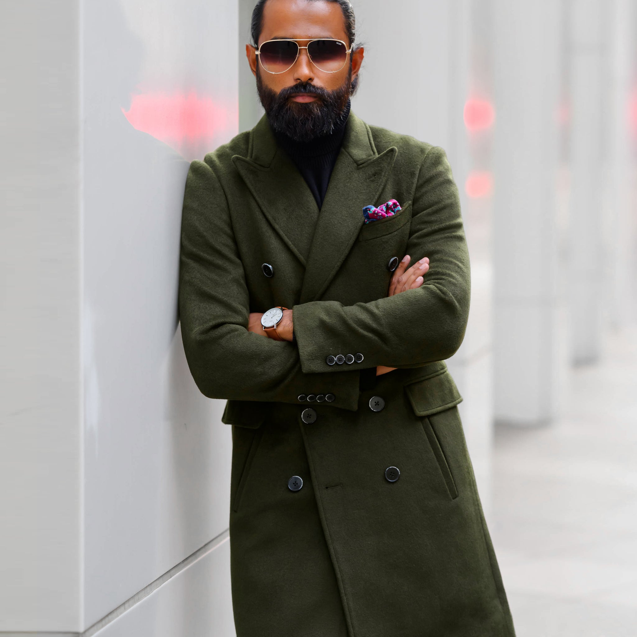 Southern Gents Double Breasted Coat - Olive