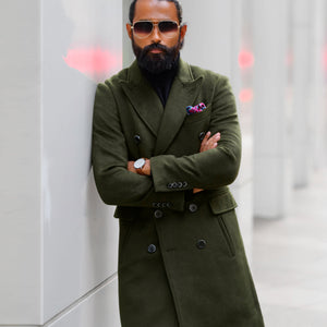 Southern Gents Double Breasted Coat - Olive
