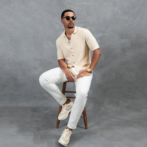 Southern Gents Knit Polo - Cable Knit Tan