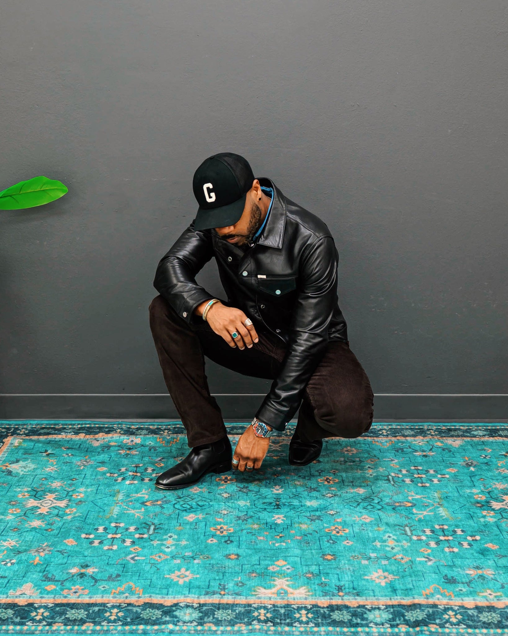 Southern Gents Signature Leather Trucker Jacket - Black