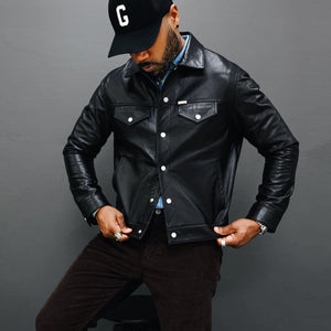 Southern Gents Signature Leather Trucker Jacket - Black