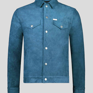 SG Vegan Suede Trucker Jacket - Dusty Blue