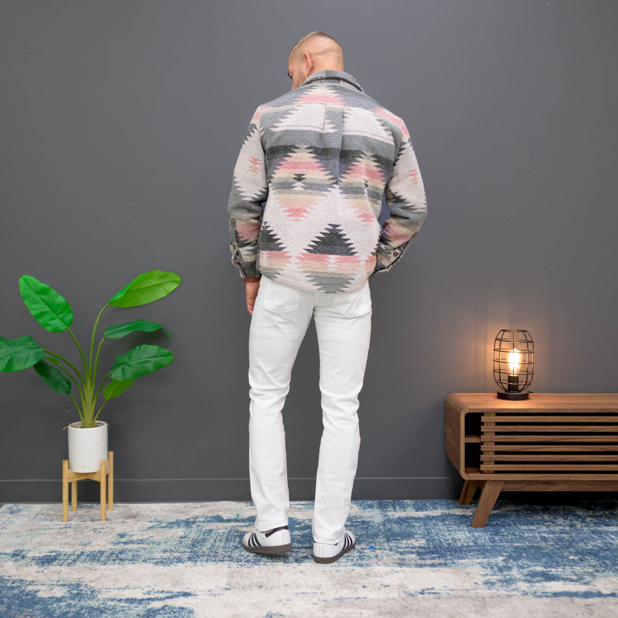 Southern Gents Aztec Overshirt - Pink + Grey