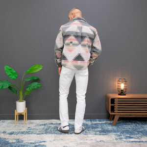 Southern Gents Aztec Overshirt - Pink + Grey