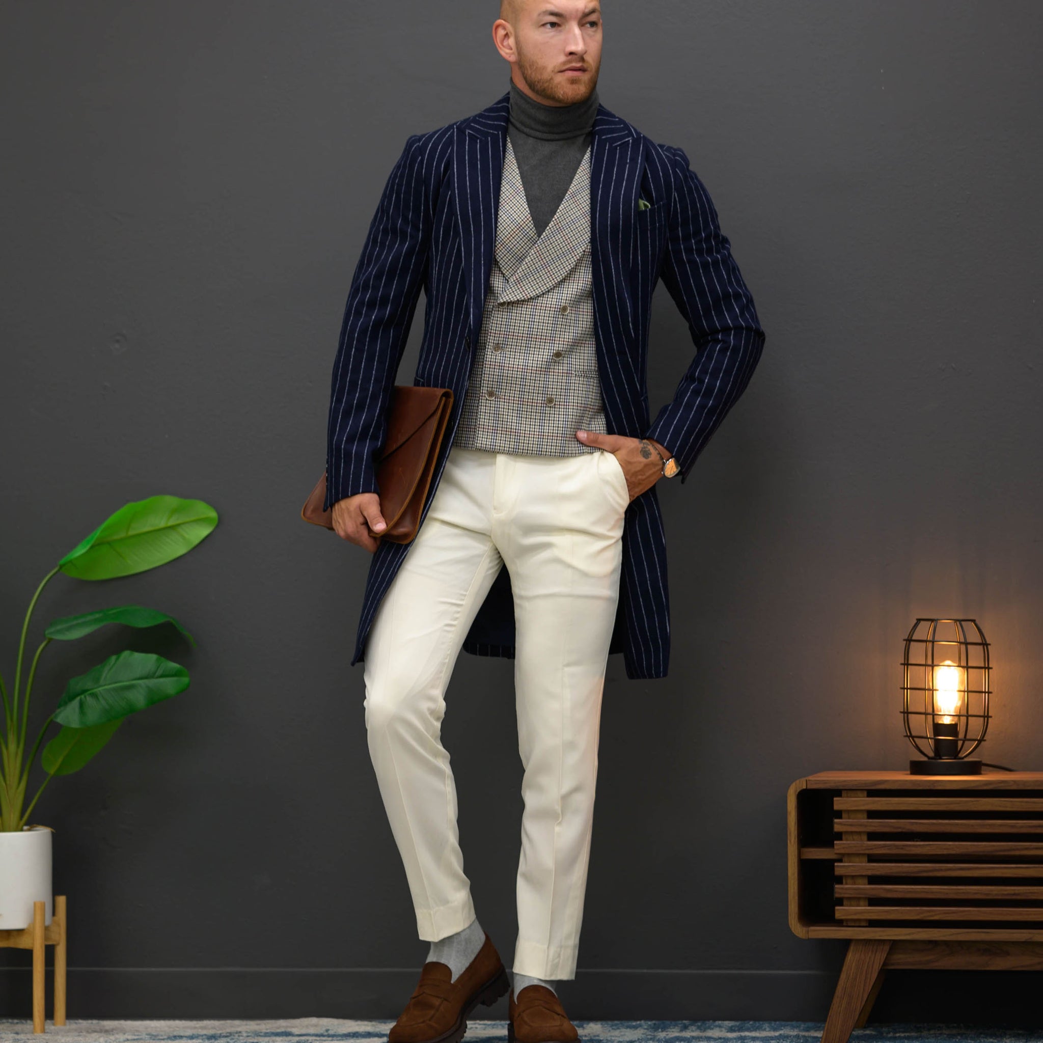 Southern Gents Singlebreasted Pinstripe Overcoat