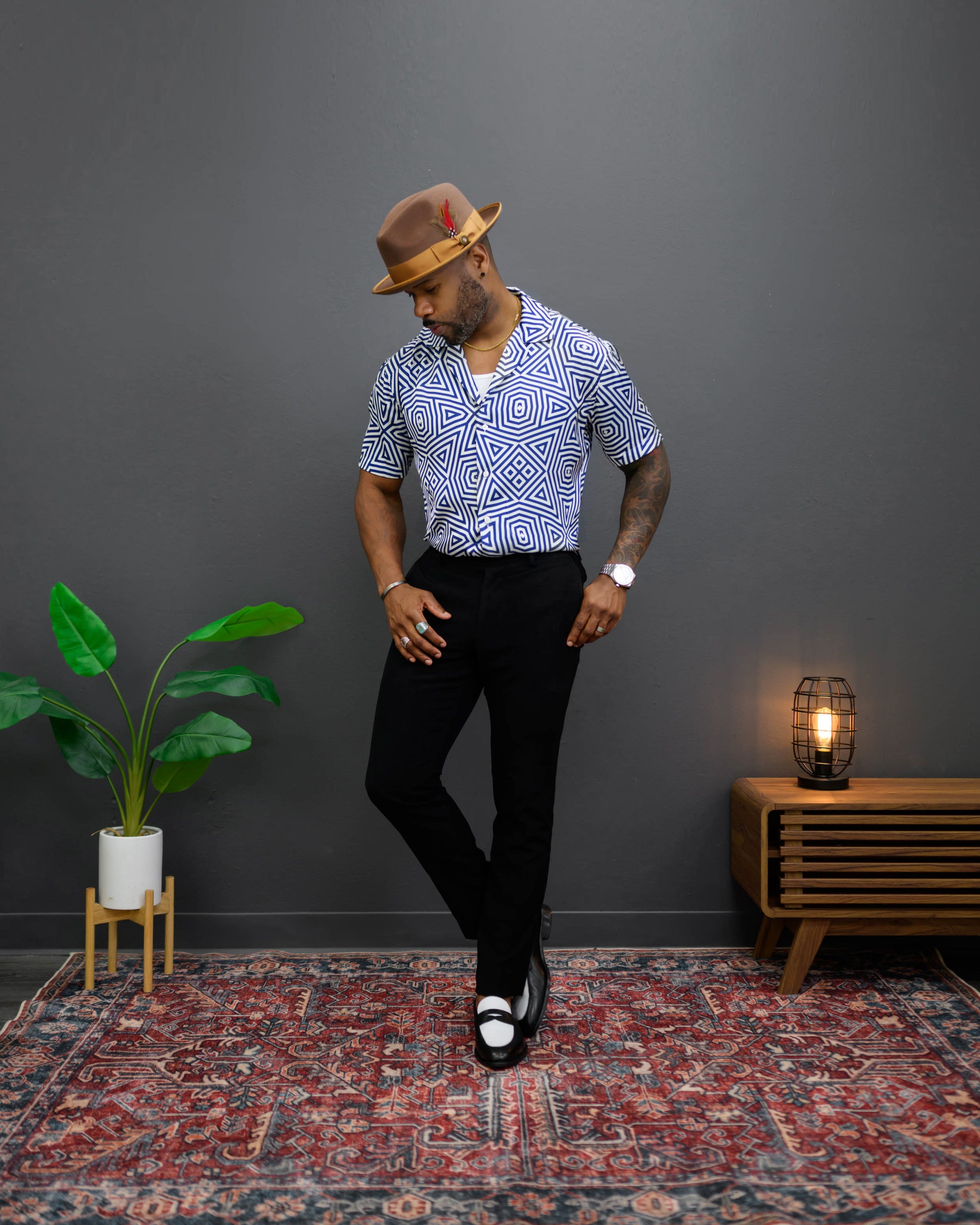 Southern Gents Mens Blue Fedora Ari Wide Brim Fedora