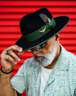 Southern Gents Ferguson Fedora - Black + Green