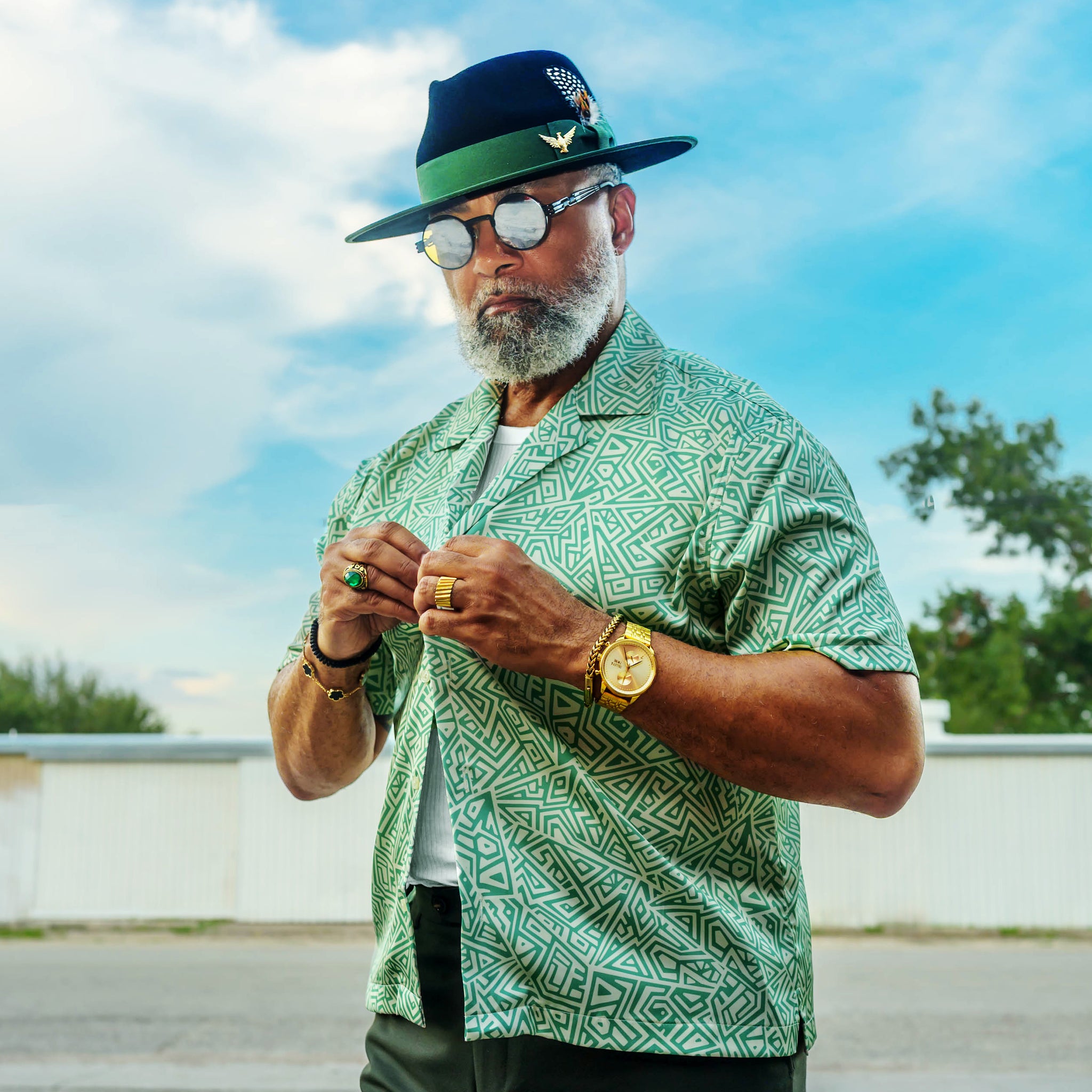 Southern Gents Camp Collar Shirt - Geometric Jungle