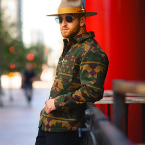 Southern Gents Aztec Overshirt - Military + Mustard