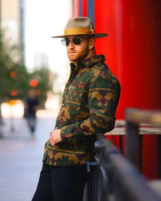 Southern Gents Aztec Overshirt - Military + Mustard