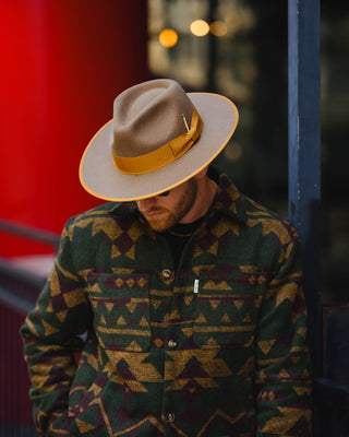 Southern Gents Aztec Overshirt - Military + Mustard