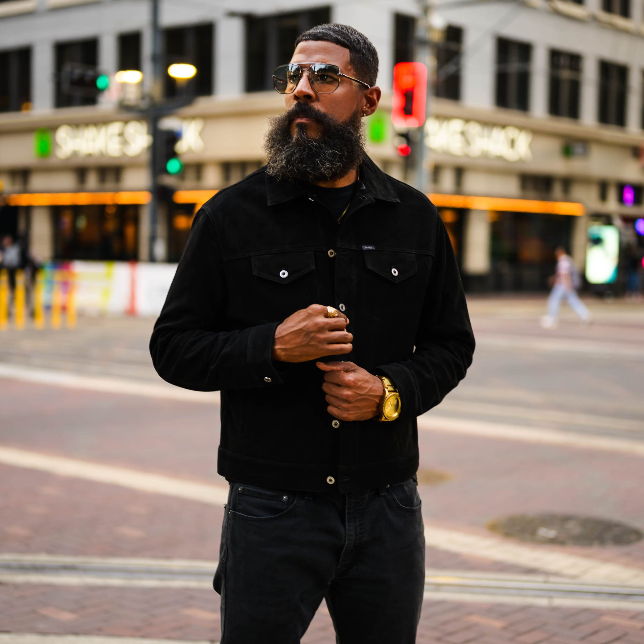 Southern Gents Genuine Suede Trucker Jacket - Black