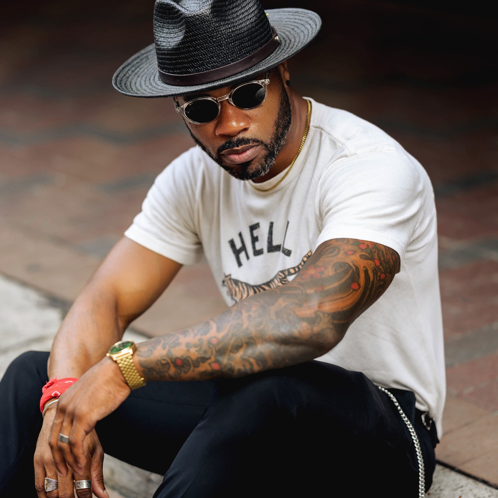 Southern Gents Geoffrey Straw Fedora - Black 