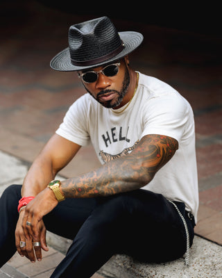 Southern Gents Geoffrey Straw Fedora - Black 