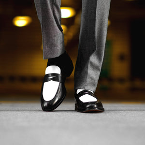 Leather Penny Loafers | Black & White | Southern Gents Leather Penny Loafers | Black & White | Southern Gents