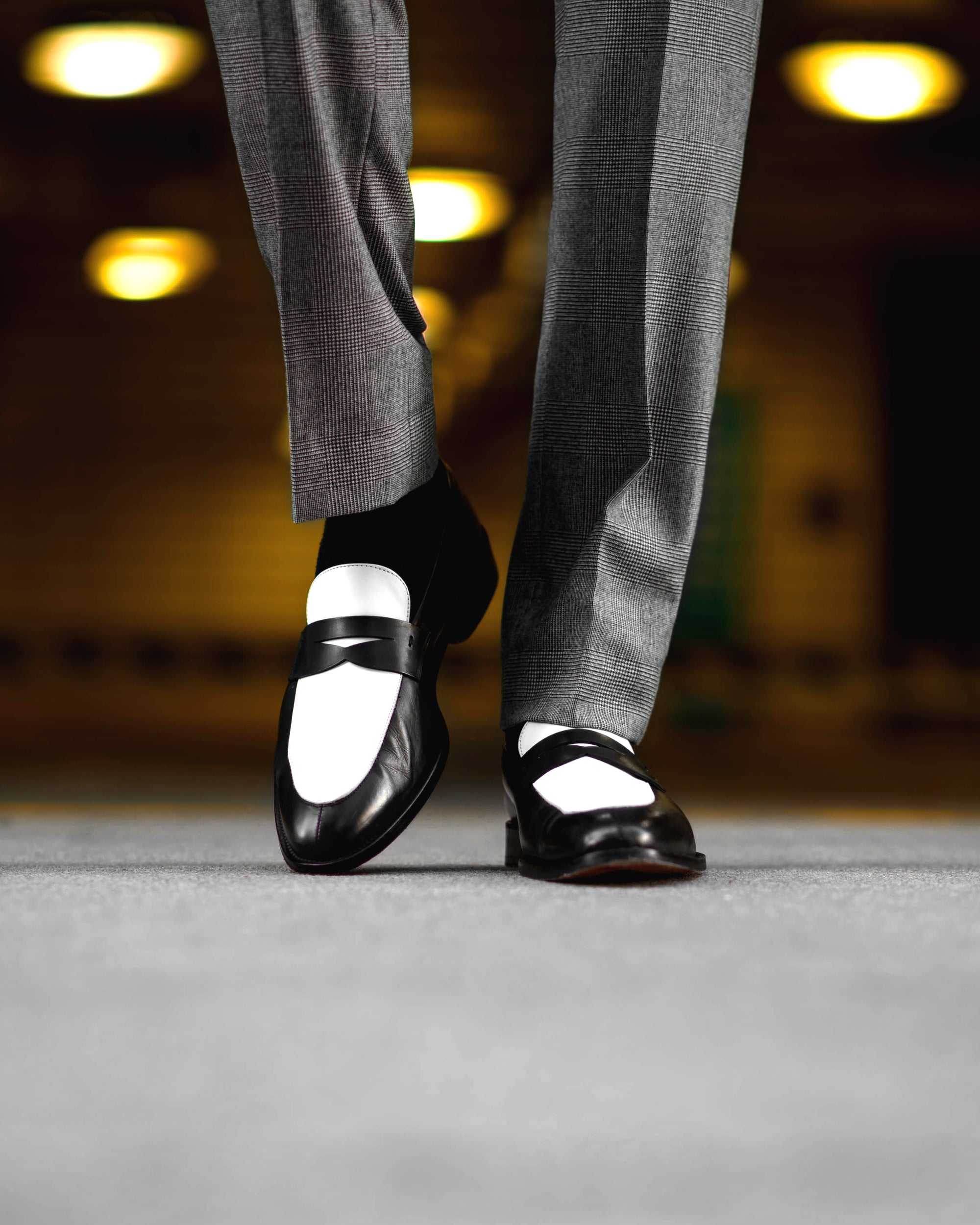 Leather Penny Loafers | Black & White Leather Penny Loafers | Black & White