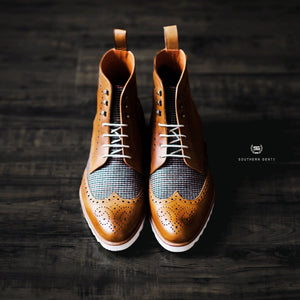 SG Rogue Sport Wingtip Boots – Cognac + Tweed