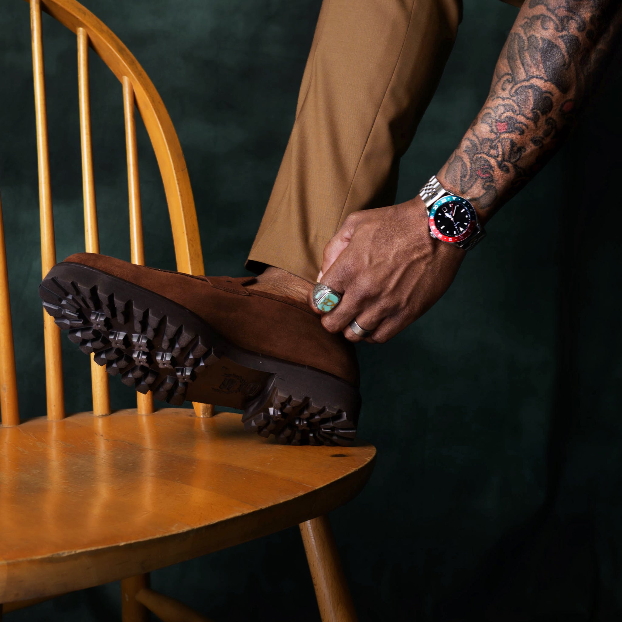 Southern Gents Lug Sole Loafer - Brown Suede