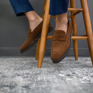 Smithson Penny Lug Loafer – Brown Suede