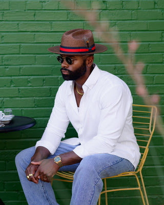 Southern Gents Miller Ranch Fedora - Patriotic Straw