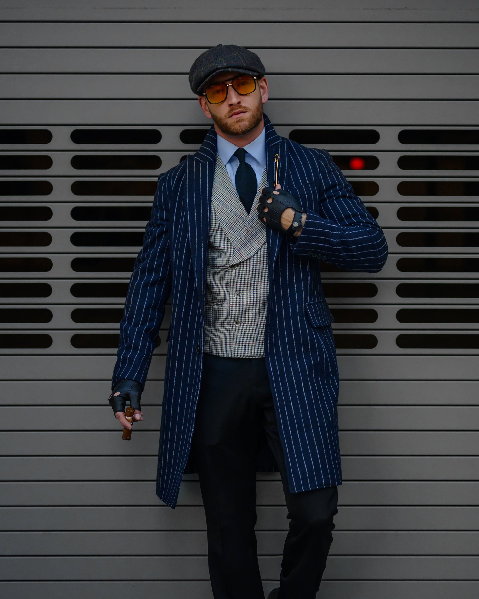 Men's Full Length Overcoat | Pinstripe | Southern Gents Men's Full Length Overcoat | Pinstripe | Southern Gents