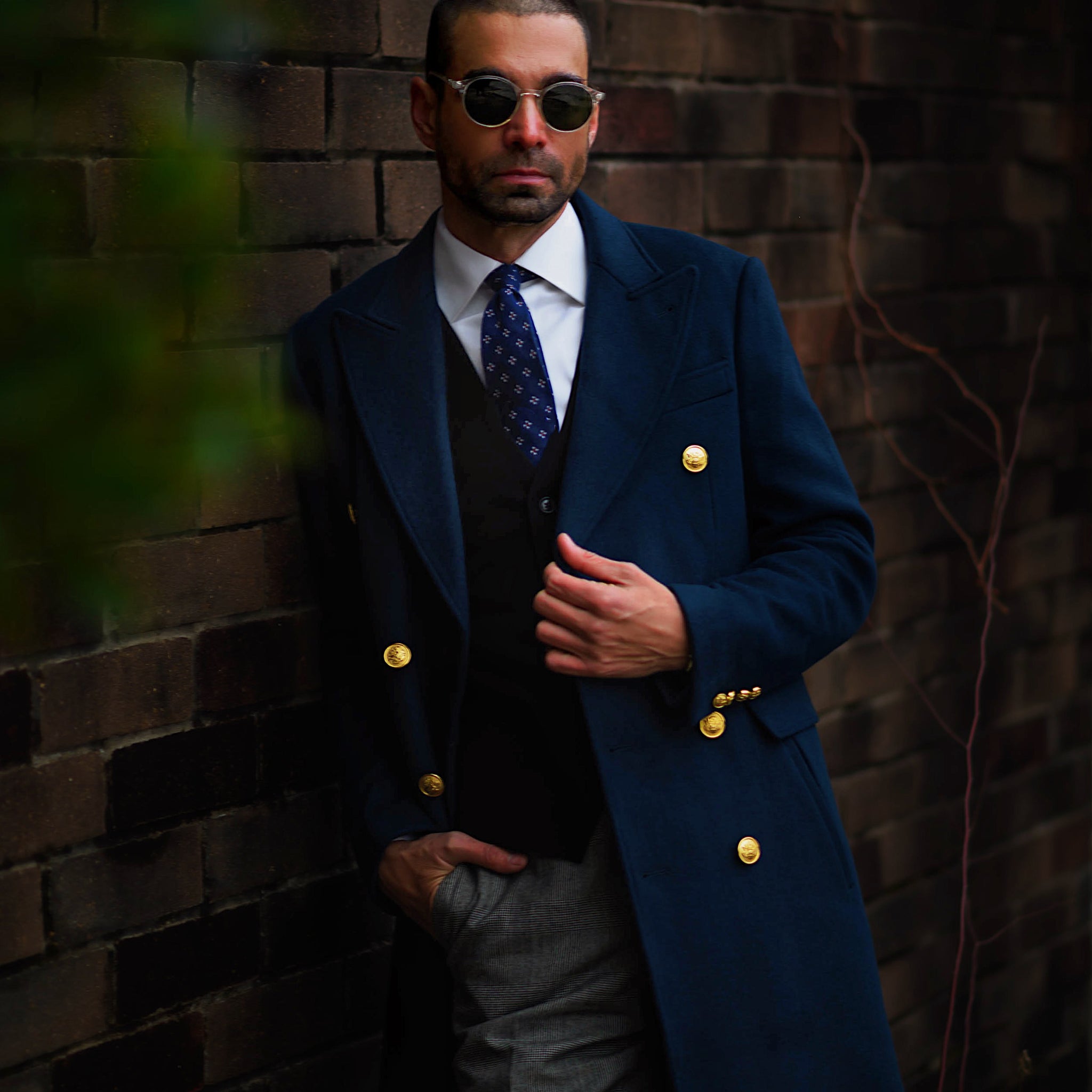 Southern Gents Doublebreasted Coat - Navy + Gold