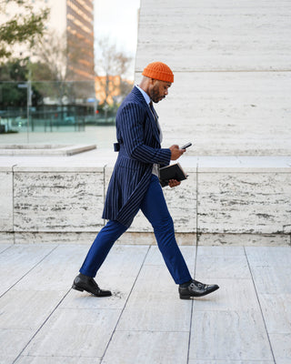 Southern Gents Singlebreasted Navy Pinstripe Overcoat