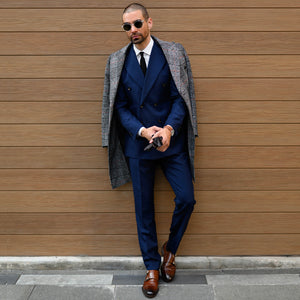 Southern Gents Doublebreasted Grey Plaid Coat and Doublebreasted Navy Suit 