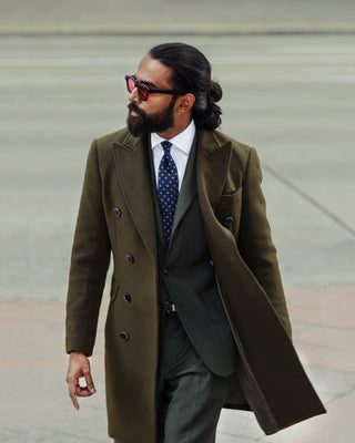 Southern Gents Double Breasted Coat - Olive