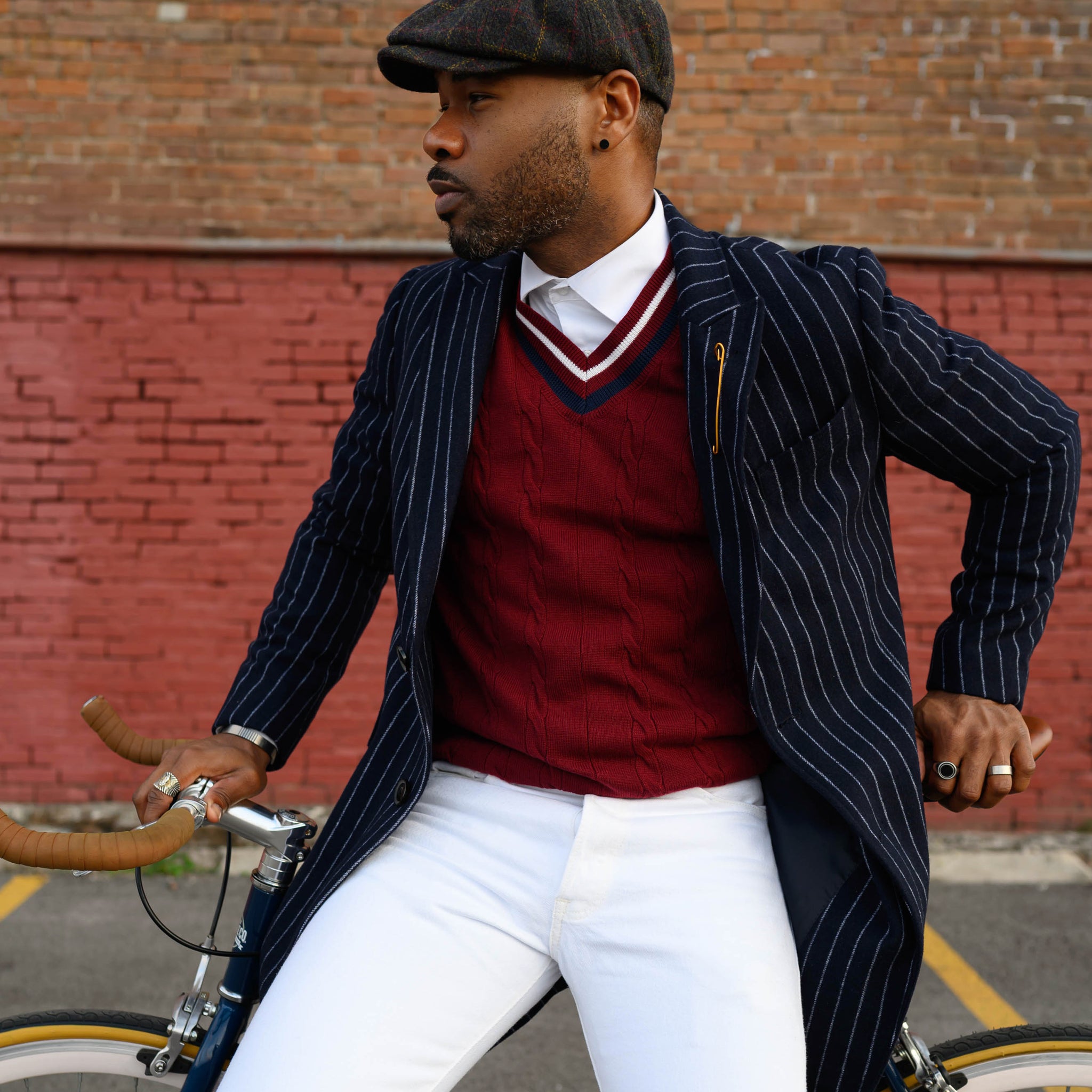 Southern Gents Single Breasted Coat - Navy Pinstripe