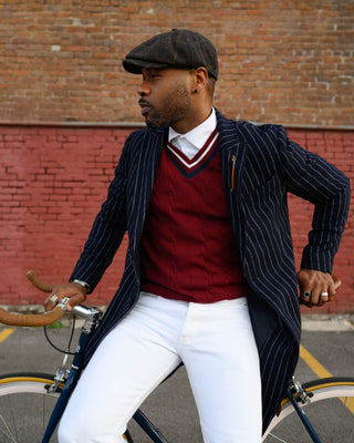 Southern Gents Single Breasted Coat - Navy Pinstripe