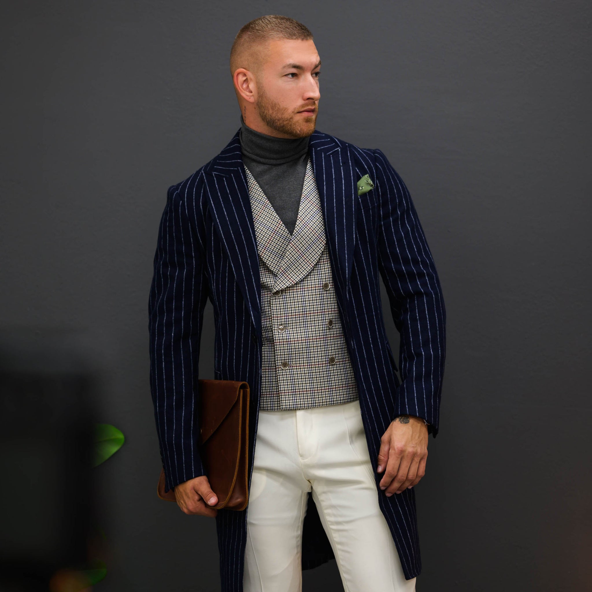 Southern Gents Singlebreasted Pinstripe Overcoat