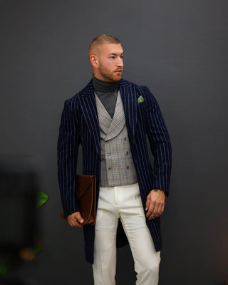 Southern Gents Singlebreasted Pinstripe Overcoat