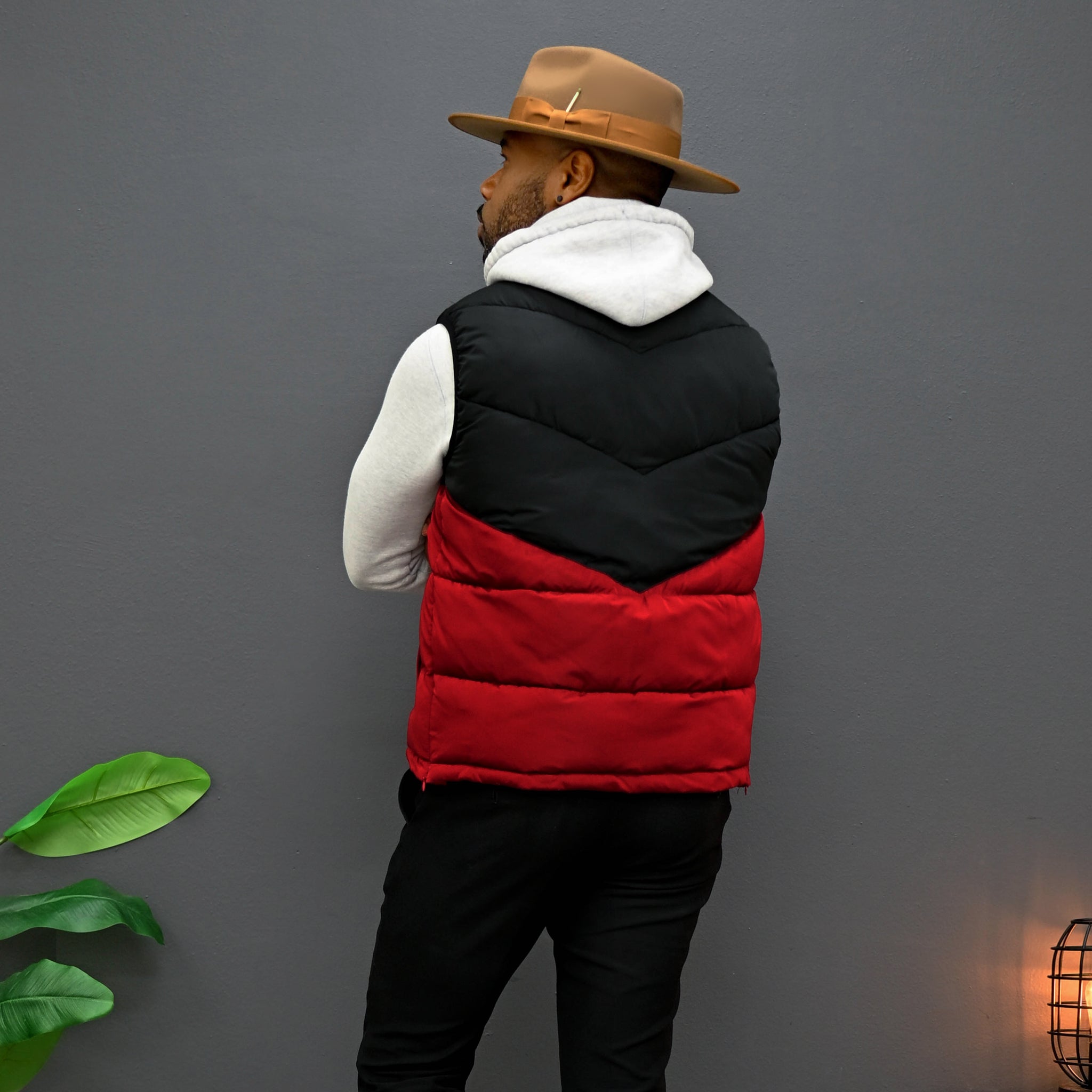 Southern Gents Puffer Vest - Black + Red